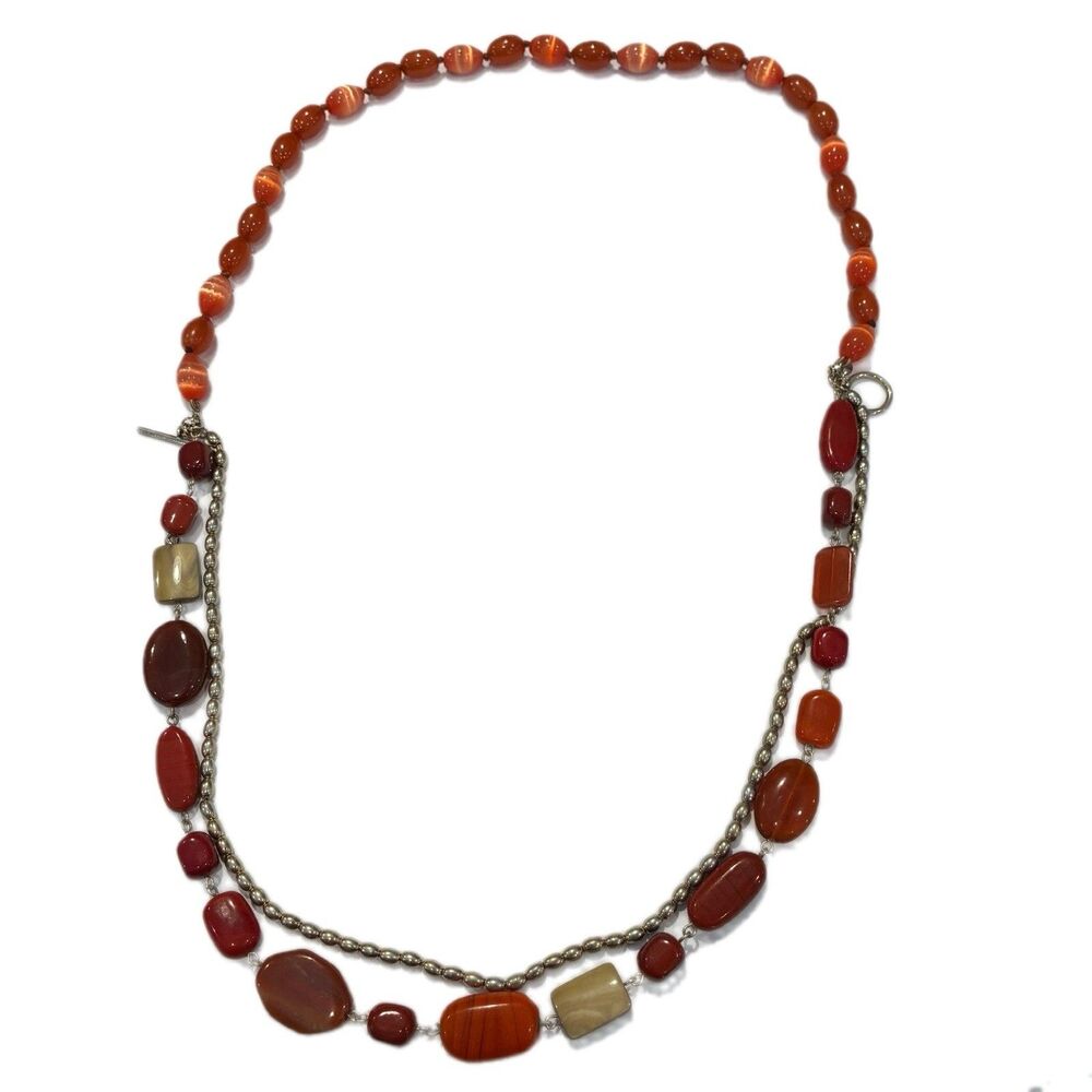 Vintage Lia Sophia Dual Necklace Gold Tone Red Beaded Women’s